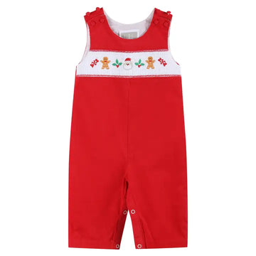 Red Velvet Christmas Smocked Overalls