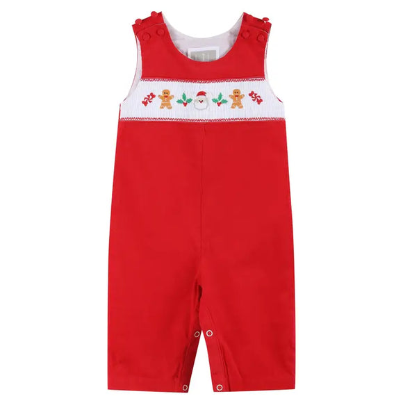 Red Velvet Christmas Smocked Overalls