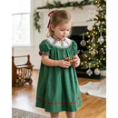 Green Smocked Bishop Dress-3