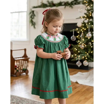 Green Smocked Bishop Dress Lil Cactus