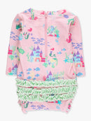 Atlantis Mermaids LS One Piece Rash Guard Swimsuit w/ Rear Ruffles-2