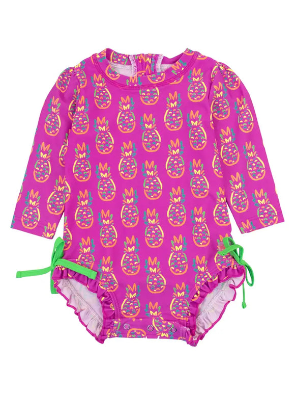Neon Violet Pineapples One Piece