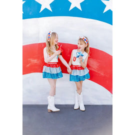 USA  Tank & Ruffle Sequins Skirt Set - 0