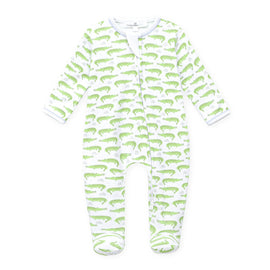 Bayou Baby Print Zip Footie - Light Blue