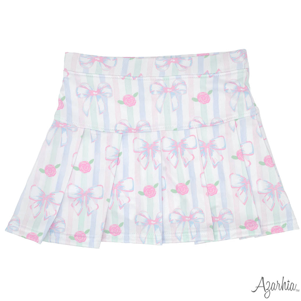 Gathered Skort in Water Color Bows