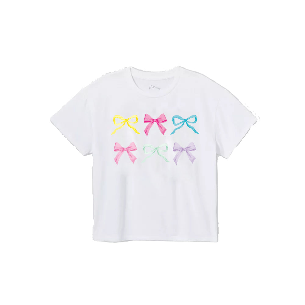 Bows Screen Print on White Boxy T