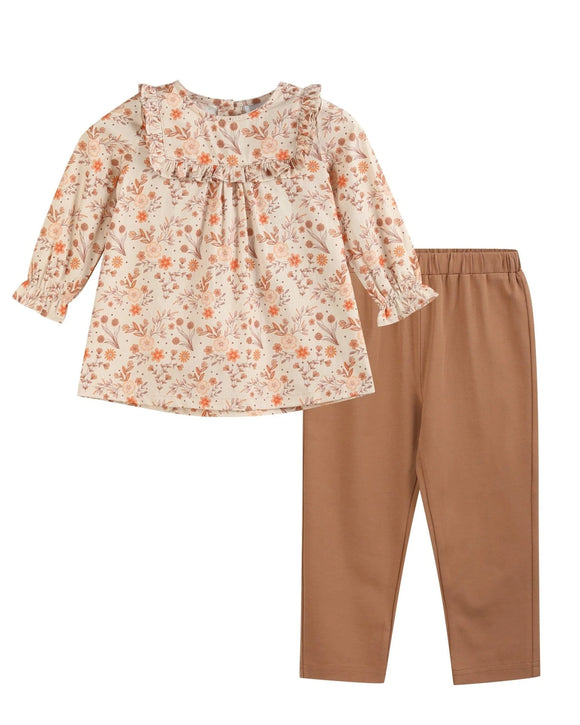 Brown Floral Tunic and Leggings Set