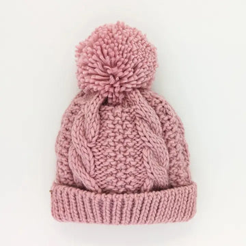 Rosy Pink Cable Beanie