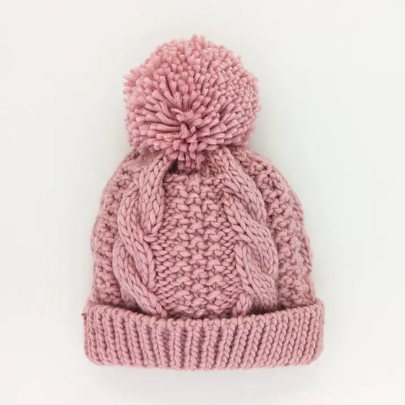 Rosy Pink Cable Beanie