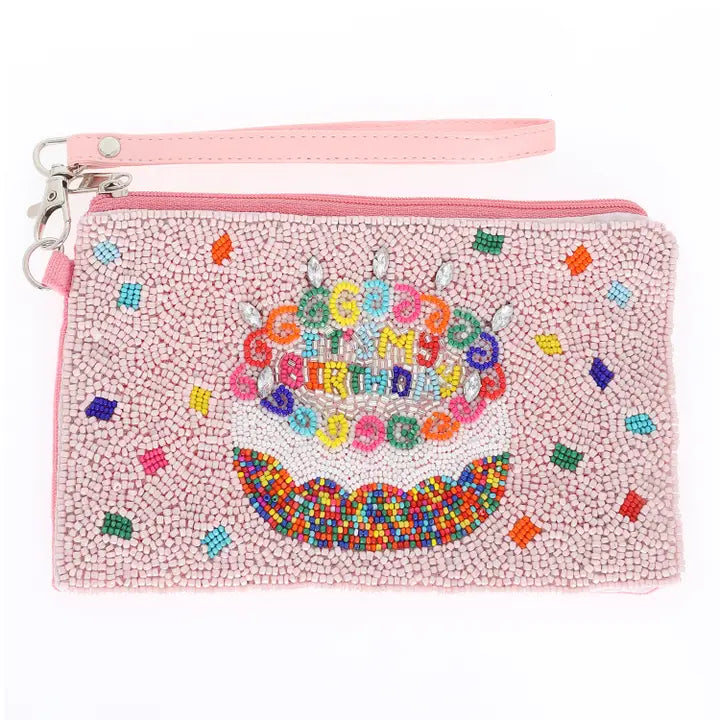 It's My Birthday Confetti Cake Wristlet Coin Bag