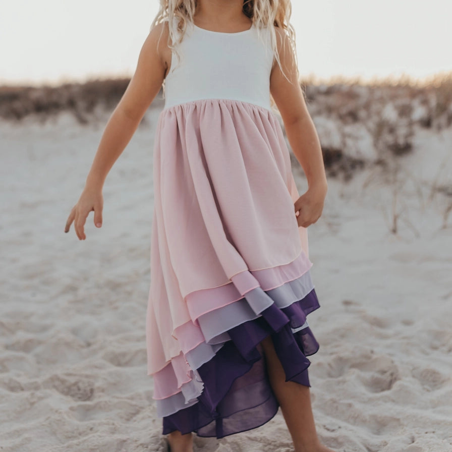 Hi-Lo Frills Lavender Ombre Tiered Dress