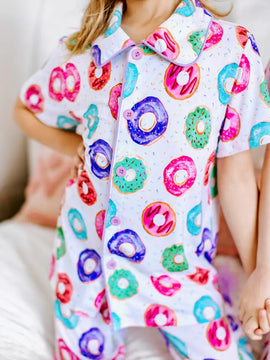 Donut Print Bamboo Feather Pjs - 0