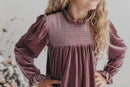 Dusty Rose Smocked Velvet Dress-2