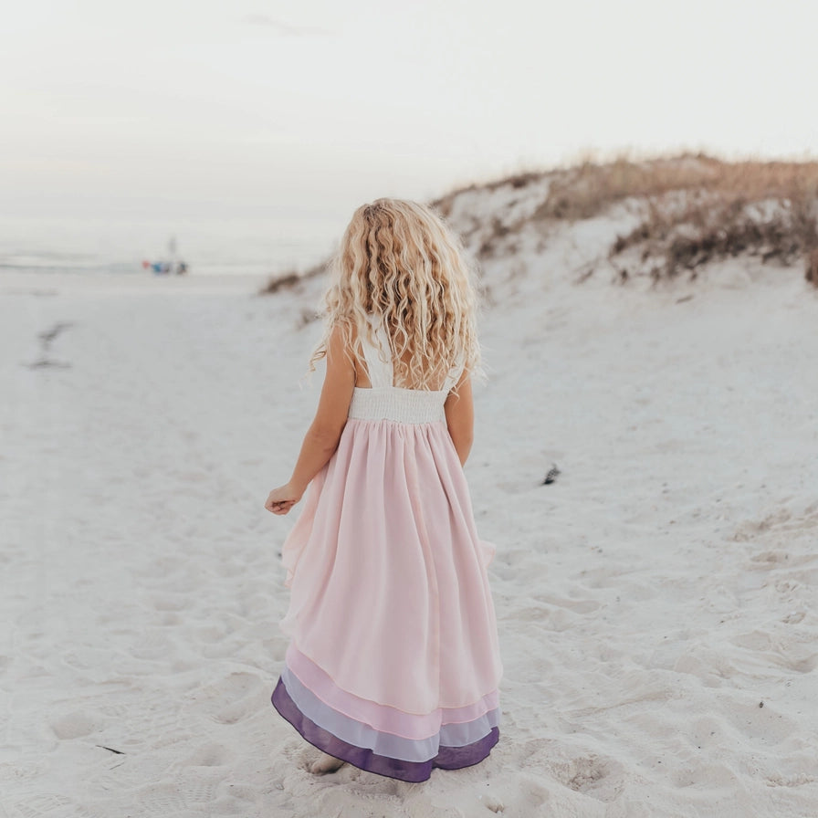 Hi-Lo Frills Lavender Ombre Tiered Dress