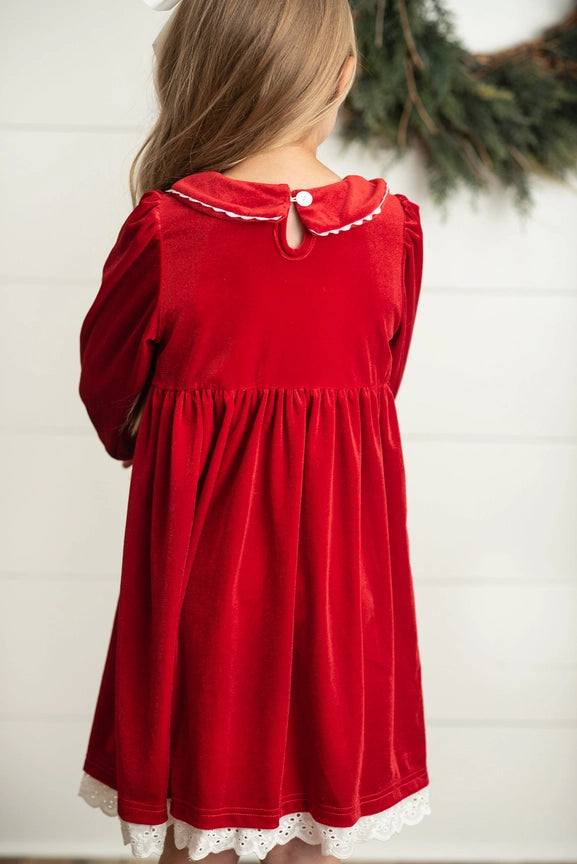 Red Velvet Smocked Holiday Dress - 0