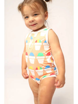 Orange Snowball Henley Onsie w/Snaps