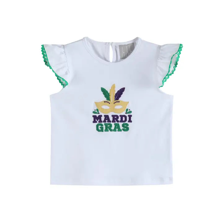 White Mardi Gras Applique Ruffle