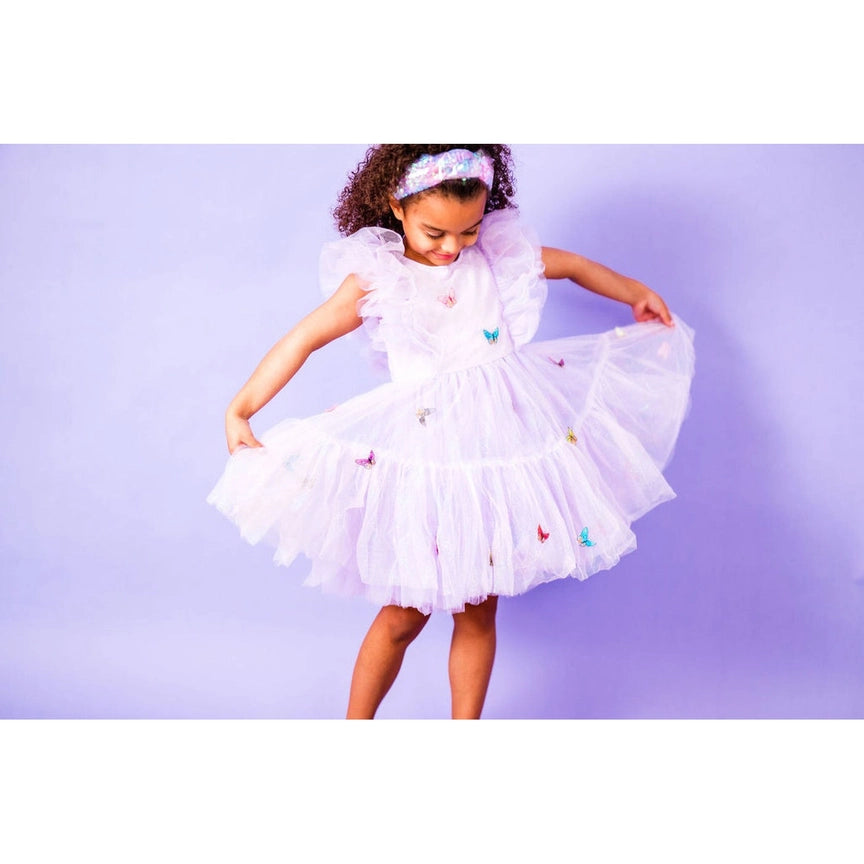 Butterfly Lilac Iridescent Tulle Dress