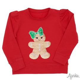 Sequin Gingerbread Girl Red Holly