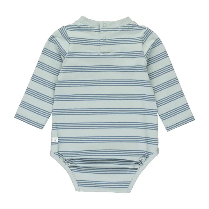 Striped Crew Neck Pocket Bodysuit - 0