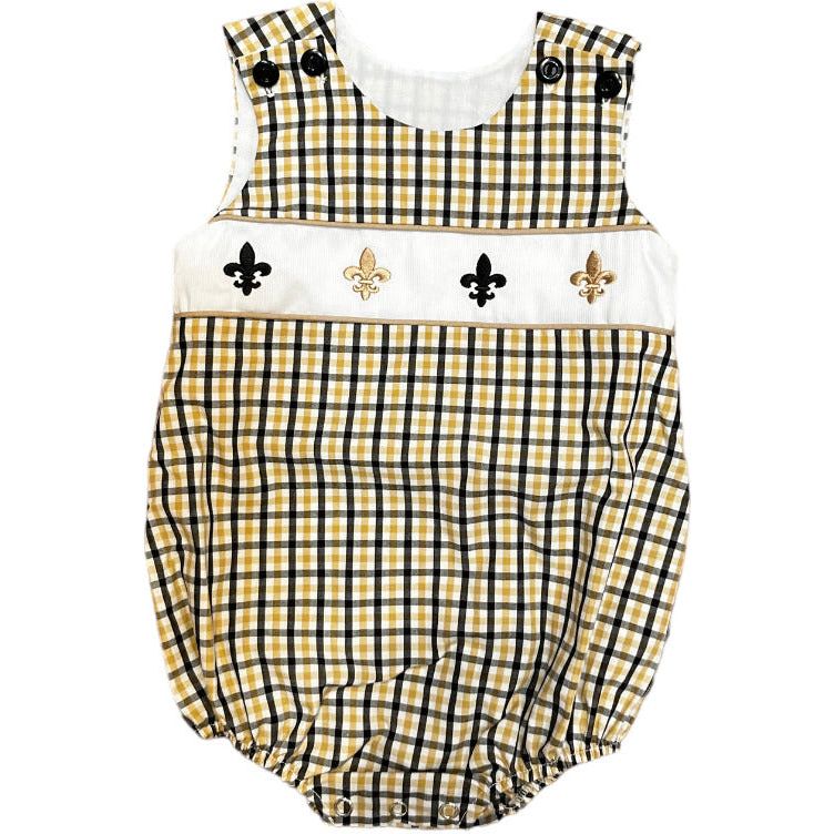 Saints Embroidered Boy Plaid Bubble