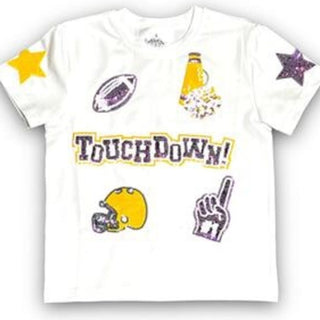 Purple and Gold Football Collage Sequin Shirt