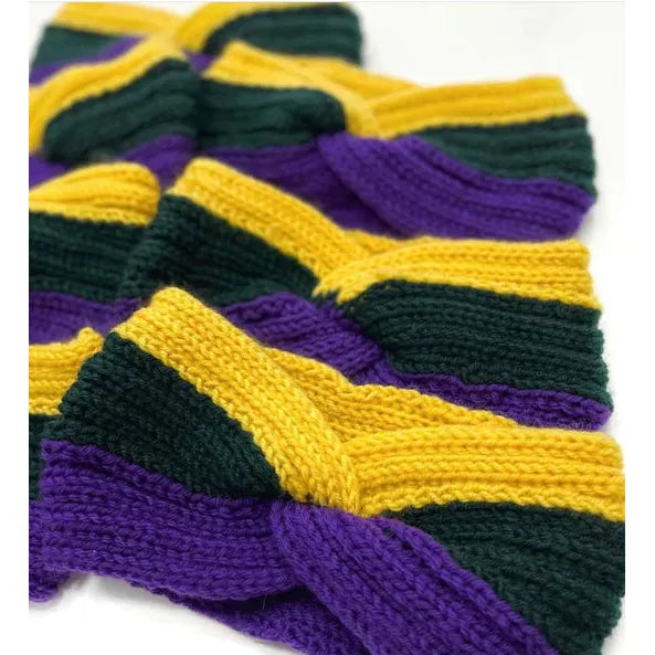 KNIT HEADBAND PURPLE, GREEN, AND GOLD - 0