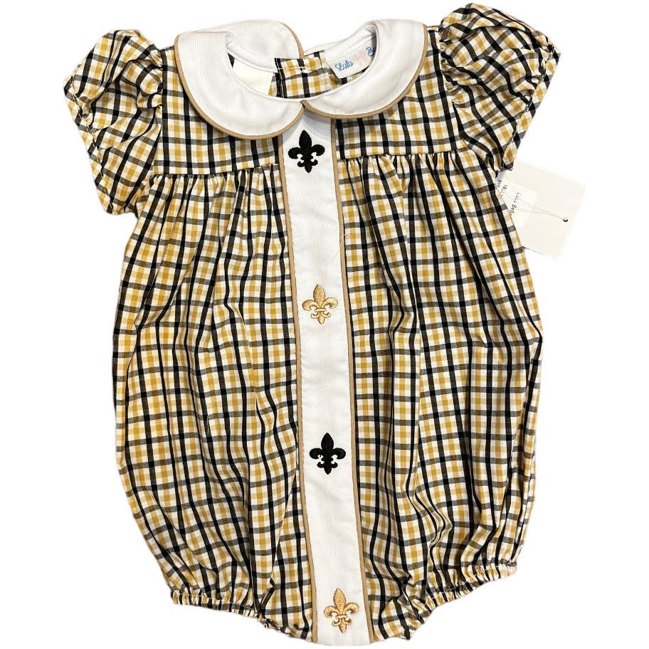 Saints Embroidered Plaid Girl Bubble