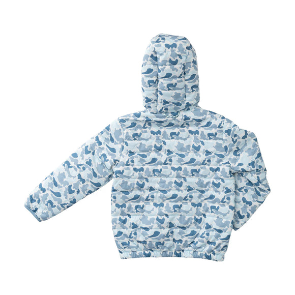 Hooded Puffer Jacket - Blue Break Point Camo