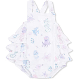 Floral Sea Creatures - Ruffle Sunsuit