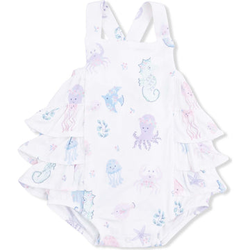 Floral Sea Creatures - Ruffle Sunsuit