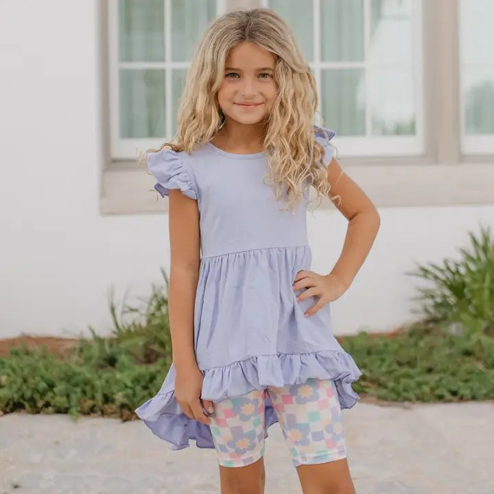 Periwinkle Ruffle Hi-Lo Retro Set