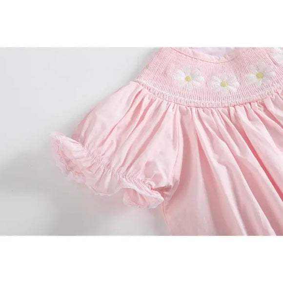 Light Pink Daisy Smocked Bishop Dress