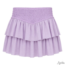 Smocked Mesh Skort Lavender