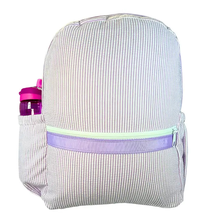 Lilac Seersucker Medium Backpack w/ Pocket