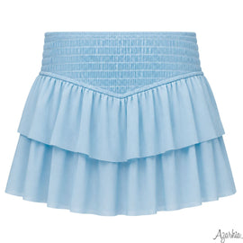 Smocked Mesh Skort Light Blue