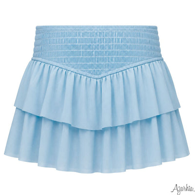 Smocked Mesh Skort Light Blue