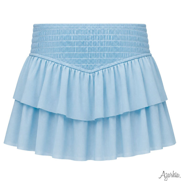 Smocked Mesh Skort Light Blue