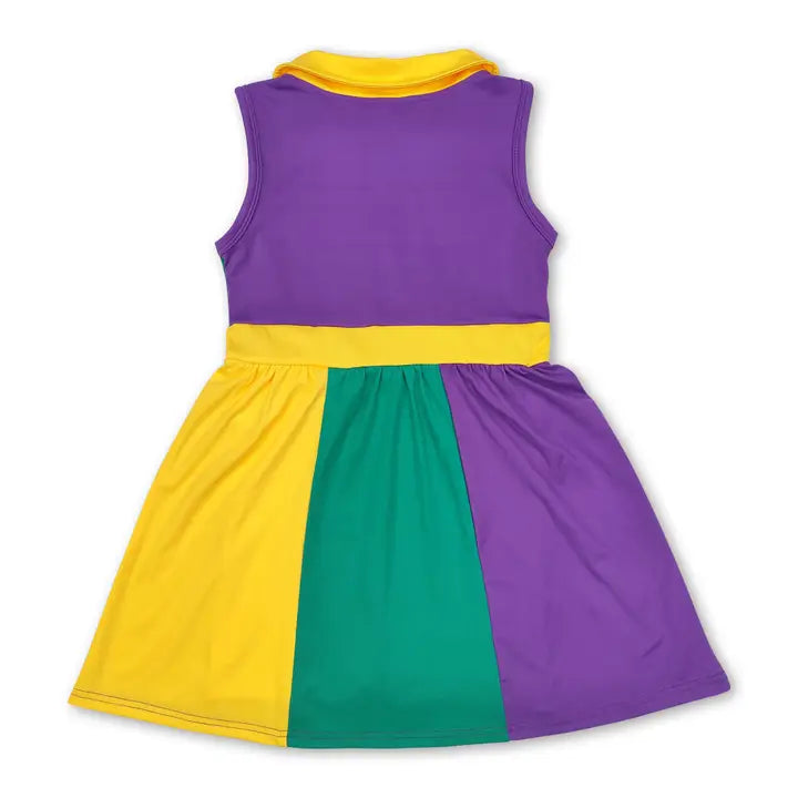 Yellow Purple Green Girls Mardi Gras Athletic Polo Dress