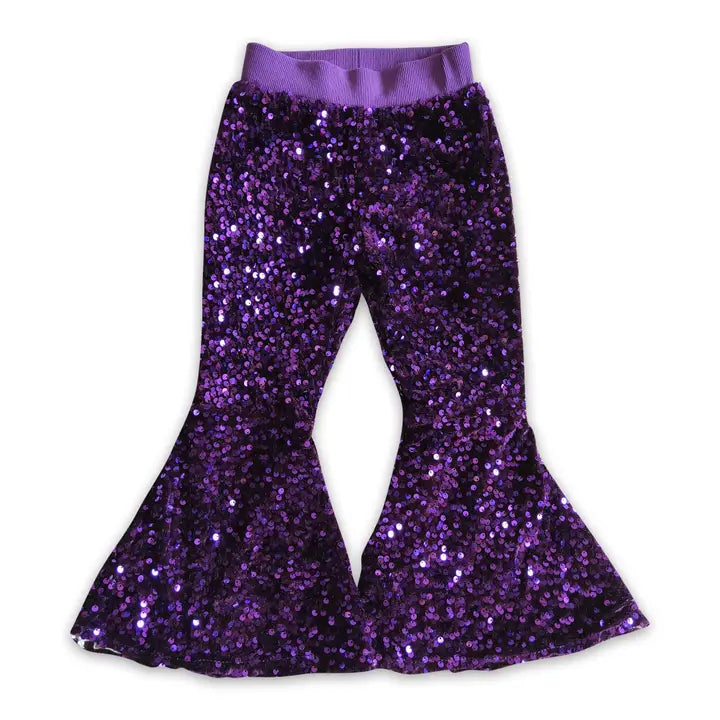 Purple Sequin Girls Mardi Gras Pants