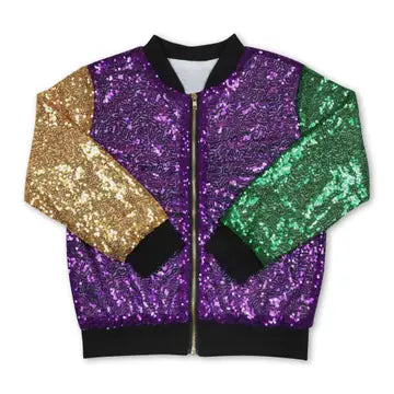 Purple Gold Green Sequin Kids Mardi Gras Jacket