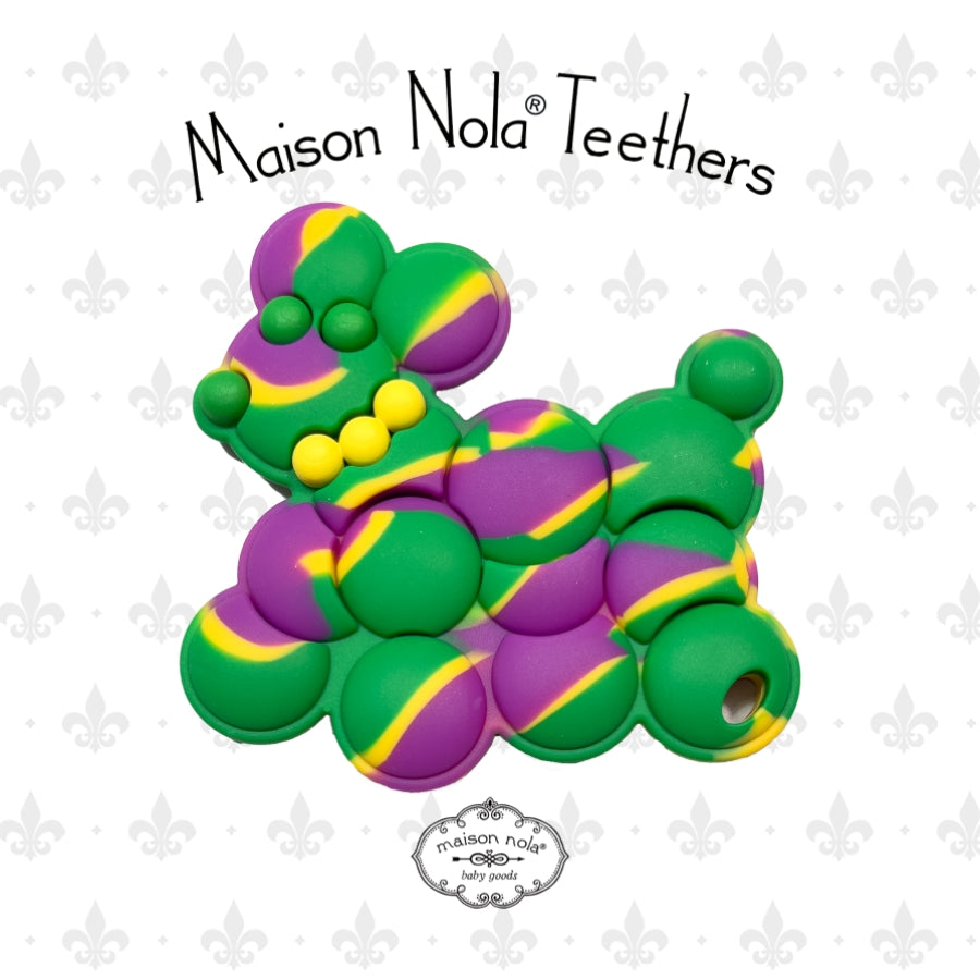 Bead Dog Silicone Teether mardi gras