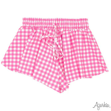 Pink Gingham Butterfly Flowy Short