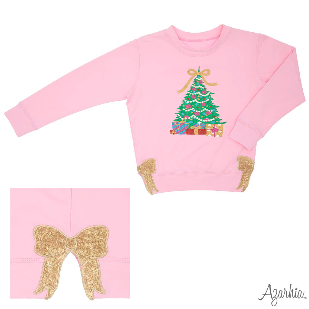 Christmas Tree in Glitter on Pink Holly