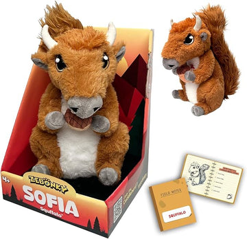 Zebonky Sofia Squffalo – 12” Soft Plush Squirrel and Buffalo Hybrid Animal for Kids