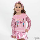 Nutcracker Sequin Sleeve on Pink Velvet Sweatshirt-2