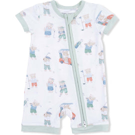 Golfing Teddy Bears - Shortie 2 Way Zipper Romper