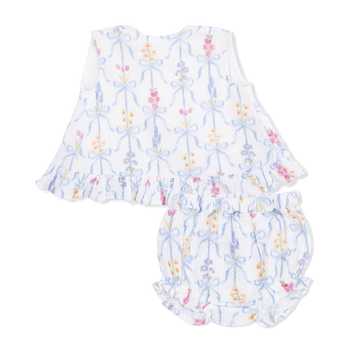 Ribbon Bouquets - Ruffle Back Top And Bloomer