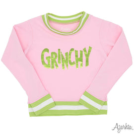 Grinchy in Sequin on Pink Crew Sweatshirt