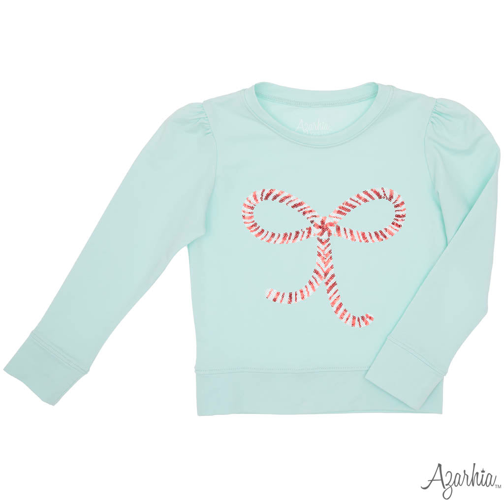 Candy Cane Bow in Sequin on Mint